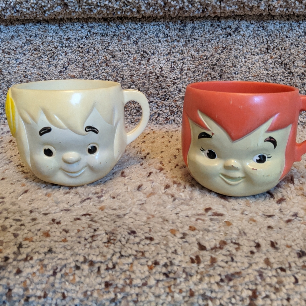 Flintstones Pebbles Bam Bam Vintage Childrens mugs